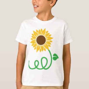 Curly Stem Sunflower Art T-Shirt