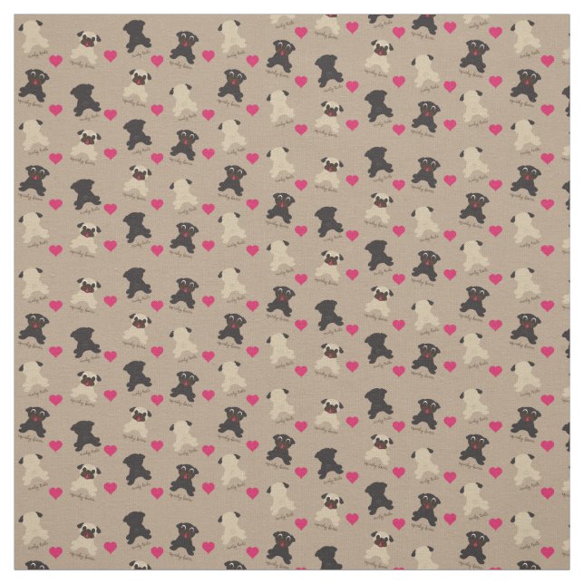 Curly Tail Squishy Faces Pug Fabric (Swatch)