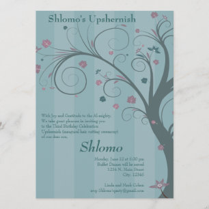 Curly Tree - blue invitation