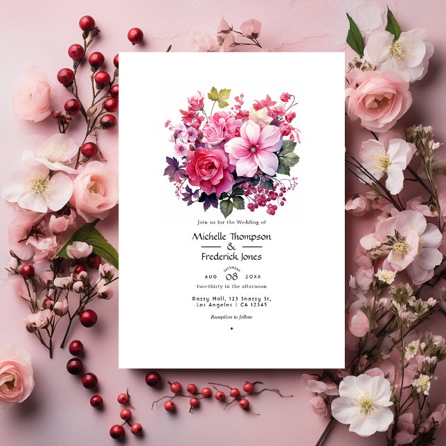 Currant and Rose Floral Spring Wedding Invitation (Creator Uploaded)