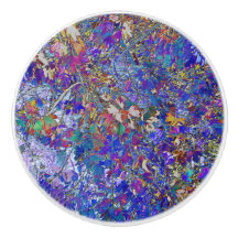 Currant Leaves Tree Art Ceramic Tile Knob