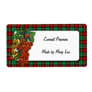 Currants Red Green Plaid Holiday Recipe Label