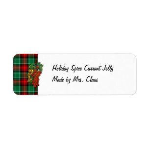 Currants Red Green Plaid Holiday Recipe Labels