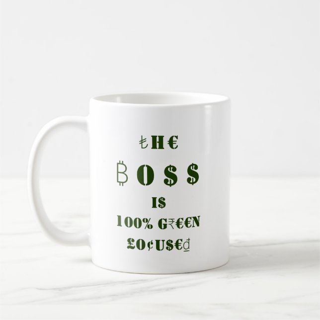 Currency Symbols Funny Green Boss Financial  Coffee Mug (Left)