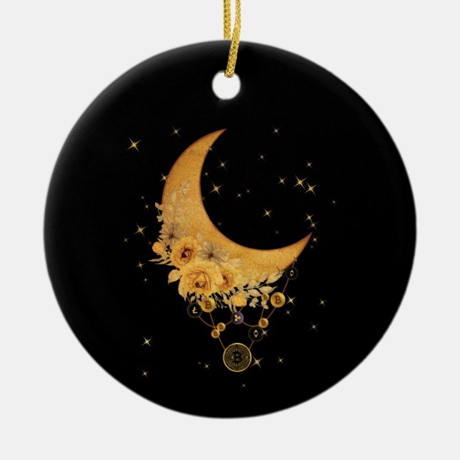 Currency Virtual On The Moon Spiritual Graphic Ceramic Tree Decoration (Front)