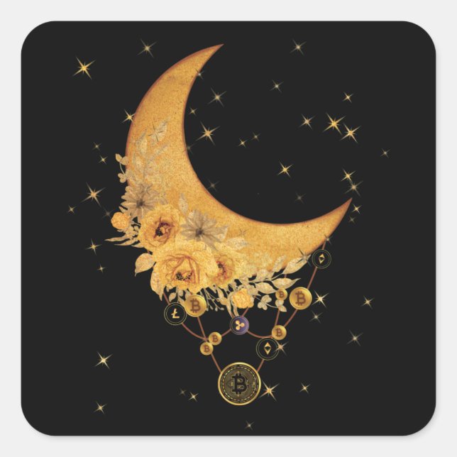 Currency Virtual On The Moon Spiritual Graphic Square Sticker (Front)