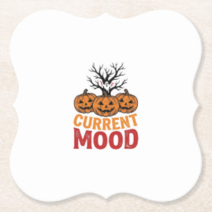 Current Mood Halloween Pumpkin Vintage Shirt Desig Paper Coaster