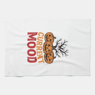 Current Mood Halloween Pumpkin Vintage Shirt Desig Tea Towel