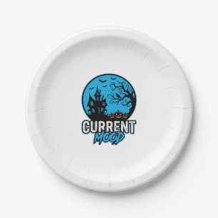 Current Mood Halloween Vintage Engraving Vector_1 Paper Plate