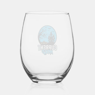Current Mood Halloween Vintage Engraving Vector_1 Stemless Wine Glass