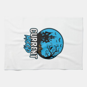 Current Mood Halloween Vintage Engraving Vector_1 Tea Towel