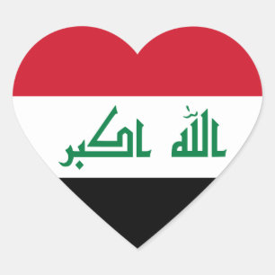 Current National Flag of Iraq Heart Sticker