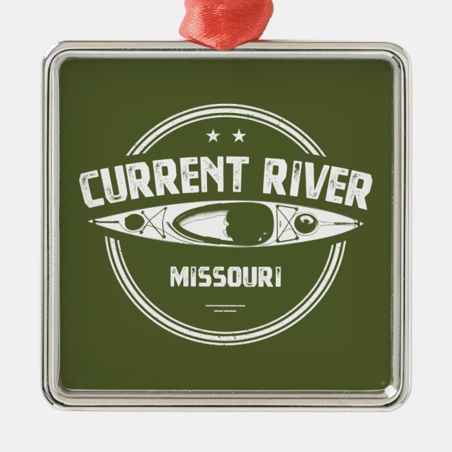 Current River Missouri Kayaking Metal Tree Decoration (Front)