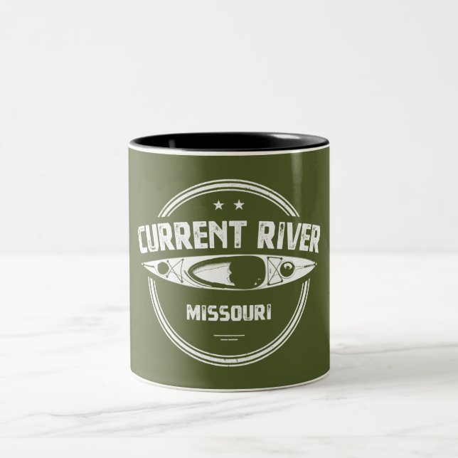 Current River Missouri Kayaking Two-Tone Coffee Mug (Center)