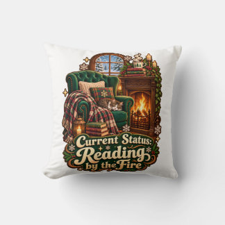 Current Status Reading by the Fire Winter Cushion