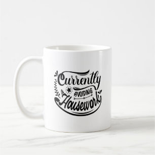 Currently Avoiding Housework Typography Mug