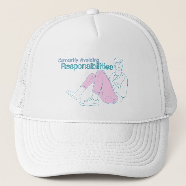 Currently Avoiding Responsibilities | Funny Minima Trucker Hat (Front)