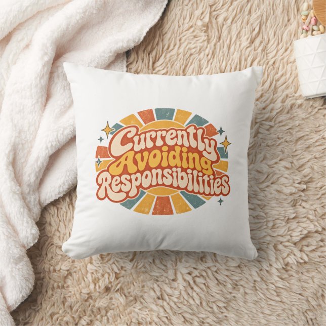 Currently Avoiding Responsibilities Funny Retro  Cushion (Blanket)