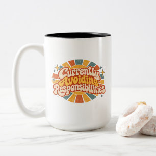 Currently Avoiding Responsibilities Funny Retro Two-Tone Coffee Mug