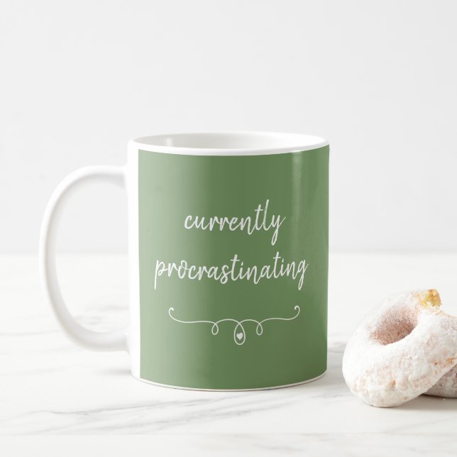 Currently Procrastinating Sage Green Mug (With Donut)