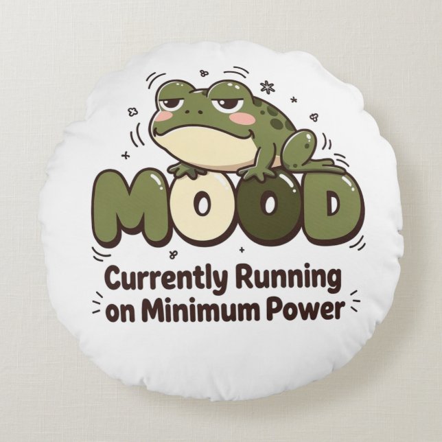 Currently Running on Minimum Power Frog Tee Round Cushion (Front)