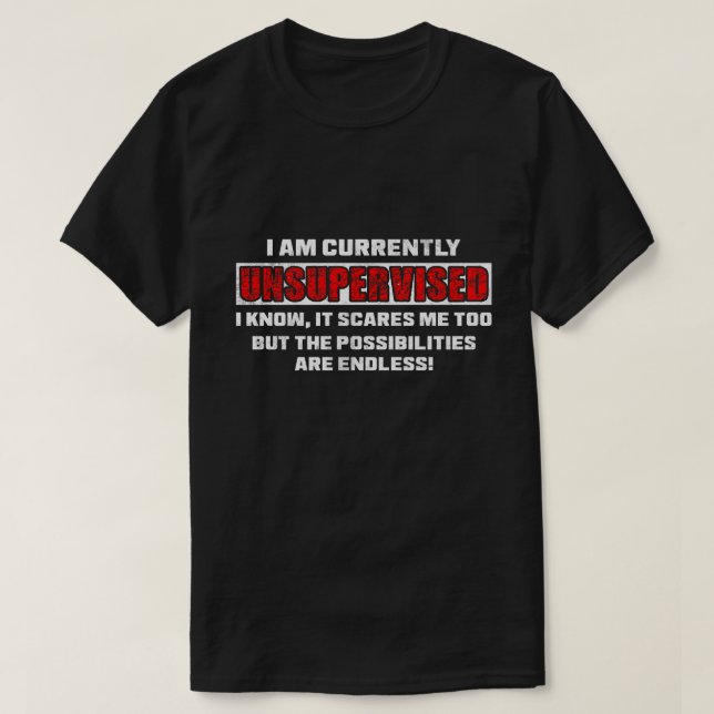 Currently Unsupervised Funny Sarcastic Quote Gift T-Shirt (Design Front)