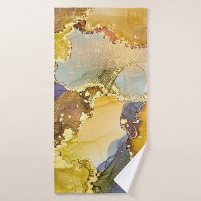 Currents of translucent hues, snaking metallic swi bath towel (Bath Towel)