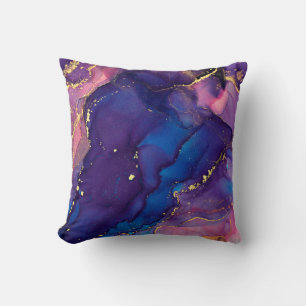 Currents of translucent hues, snaking metallic swi cushion