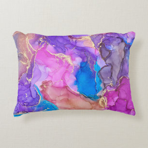Currents of translucent hues, snaking metallic swi decorative cushion