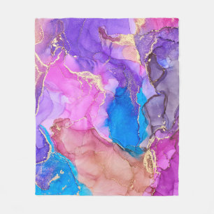 Currents of translucent hues, snaking metallic swi fleece blanket