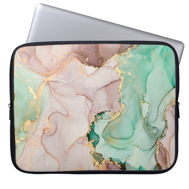 Currents of translucent hues, snaking metallic swi laptop sleeve (Front)