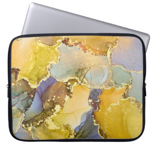 Currents of translucent hues, snaking metallic swi laptop sleeve