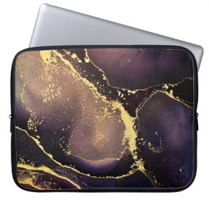 Currents of translucent hues, snaking metallic swi laptop sleeve