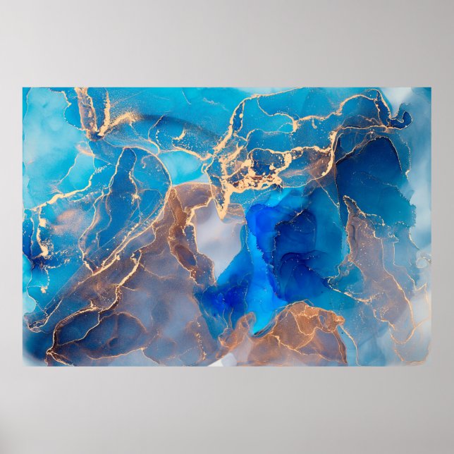 Currents of translucent hues, snaking metallic swi poster (Front)