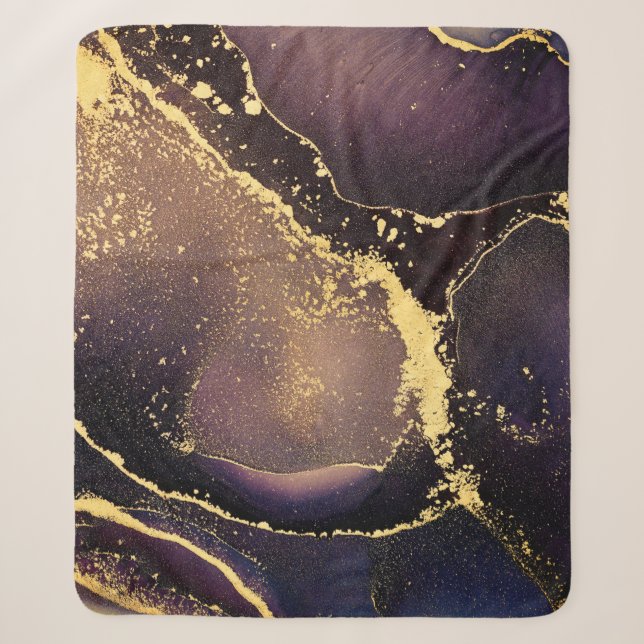 Currents of translucent hues, snaking metallic swi sherpa blanket (Front)