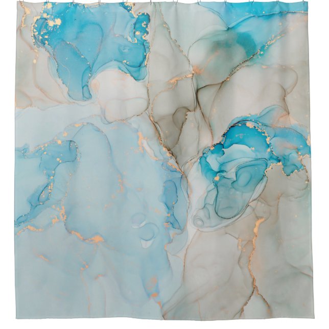 Currents of translucent hues, snaking metallic swi shower curtain (Front)