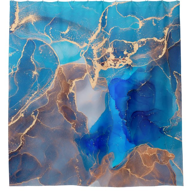 Currents of translucent hues, snaking metallic swi shower curtain (Front)