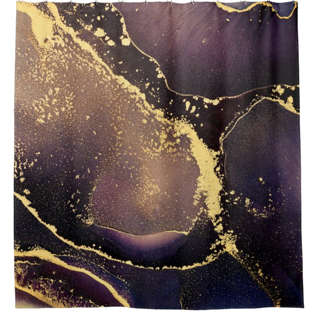 Currents of translucent hues, snaking metallic swi shower curtain (Front)