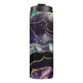 Currents of translucent hues, snaking metallic swi thermal tumbler
