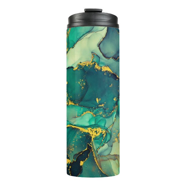 Currents of translucent hues, snaking metallic swi thermal tumbler (Front)