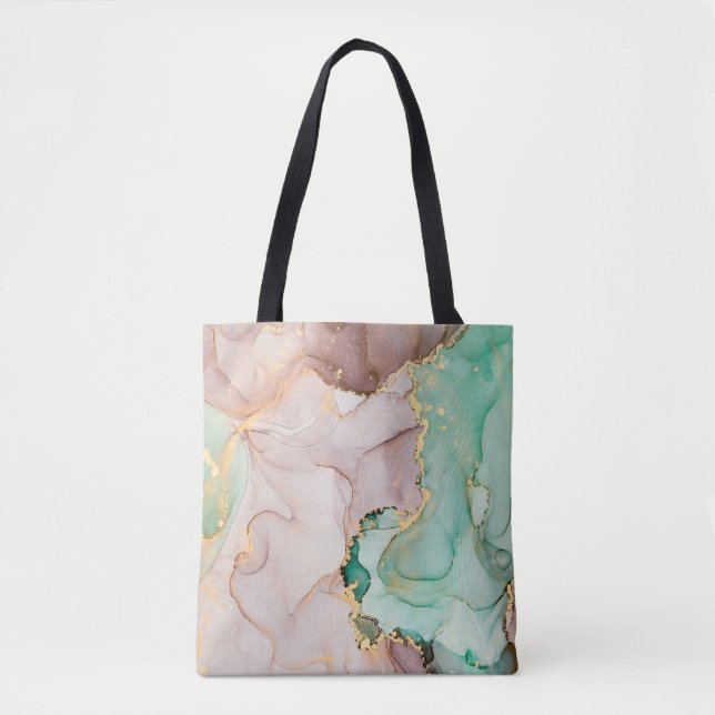 Currents of translucent hues, snaking metallic swi tote bag (Front)