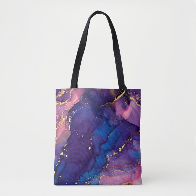 Currents of translucent hues, snaking metallic swi tote bag (Front)