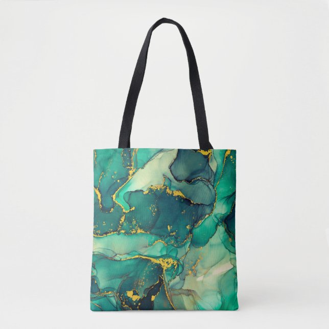 Currents of translucent hues, snaking metallic swi tote bag (Front)