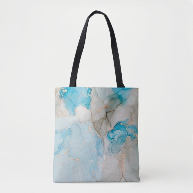 Currents of translucent hues, snaking metallic swi tote bag (Front)