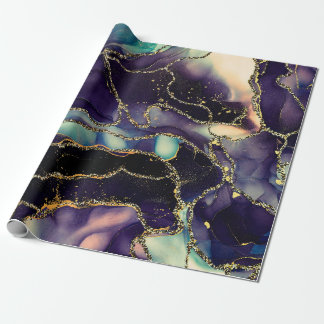 Currents of translucent hues, snaking metallic swi wrapping paper
