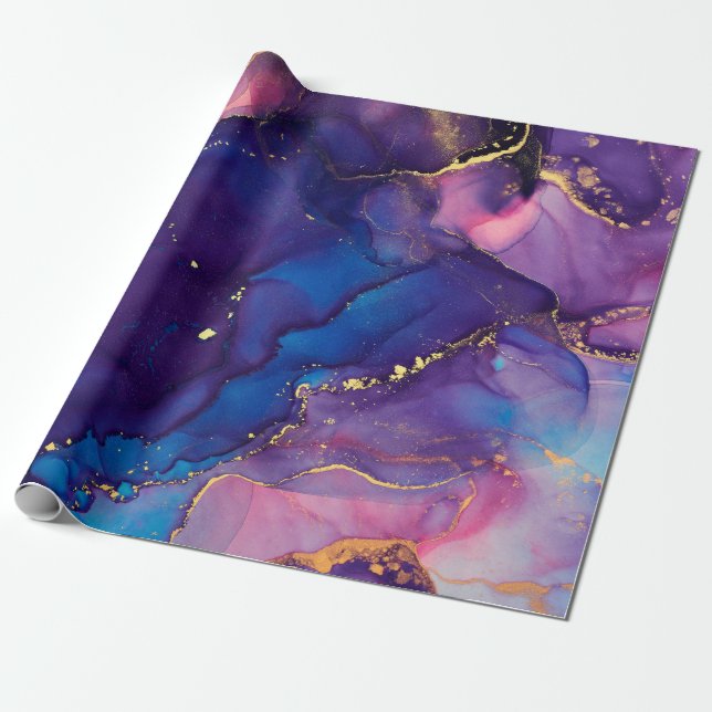 Currents of translucent hues, snaking metallic swi wrapping paper (Unrolled)