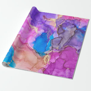 Currents of translucent hues, snaking metallic swi wrapping paper