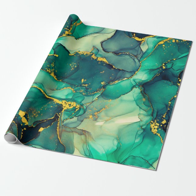 Currents of translucent hues, snaking metallic swi wrapping paper (Unrolled)