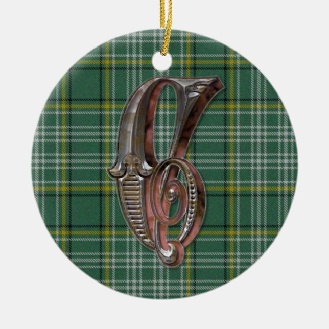Currie Plaid Monogram ornament (Front)