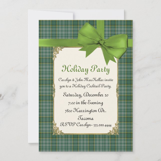 Currie Tartan Plaid Custom Holiday Party Invitation (Front)